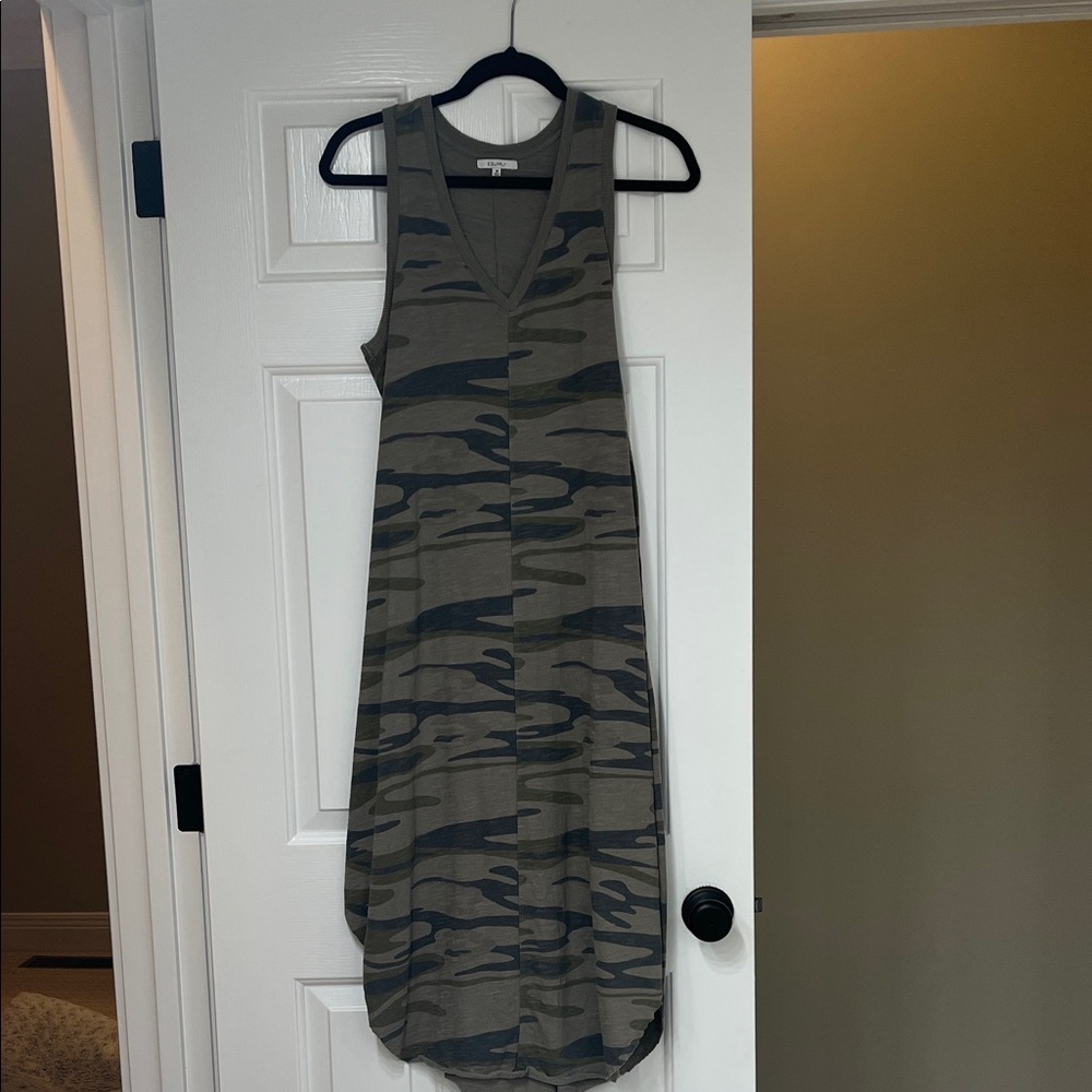 Z Supply Camo Midi Dress in Green and Gray